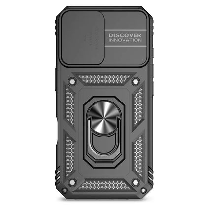 For iPhone 16 Case Ring Holder Kickstand Camshield PC+TPU Phone Cover