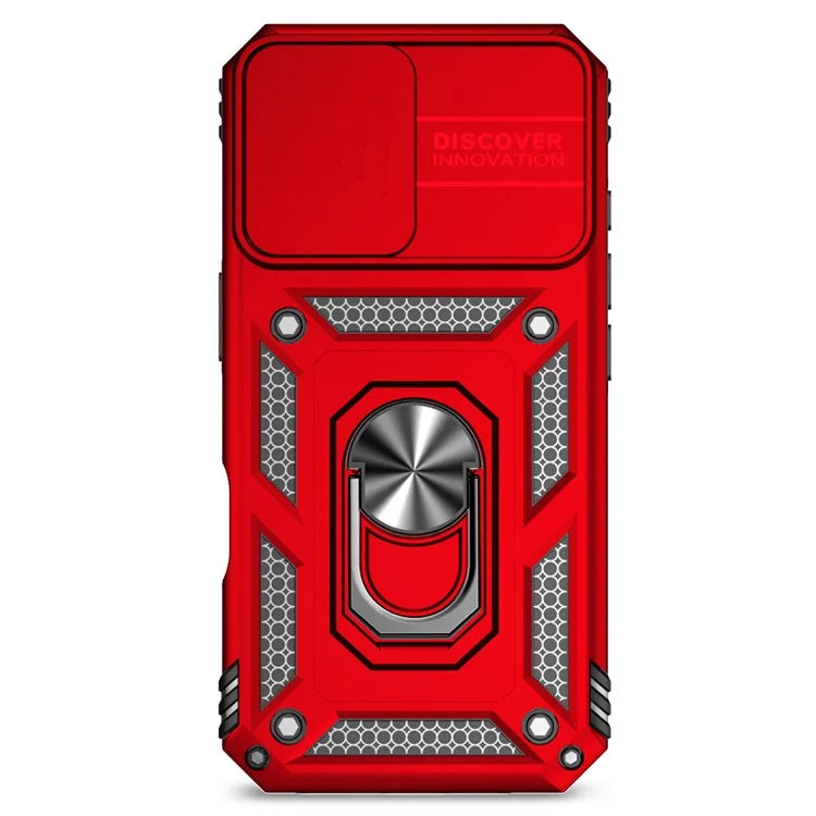 For iPhone 16 Case Ring Holder Kickstand Camshield PC+TPU Phone Cover