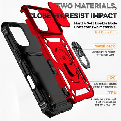 For iPhone 16 Case Ring Holder Kickstand Camshield PC+TPU Phone Cover