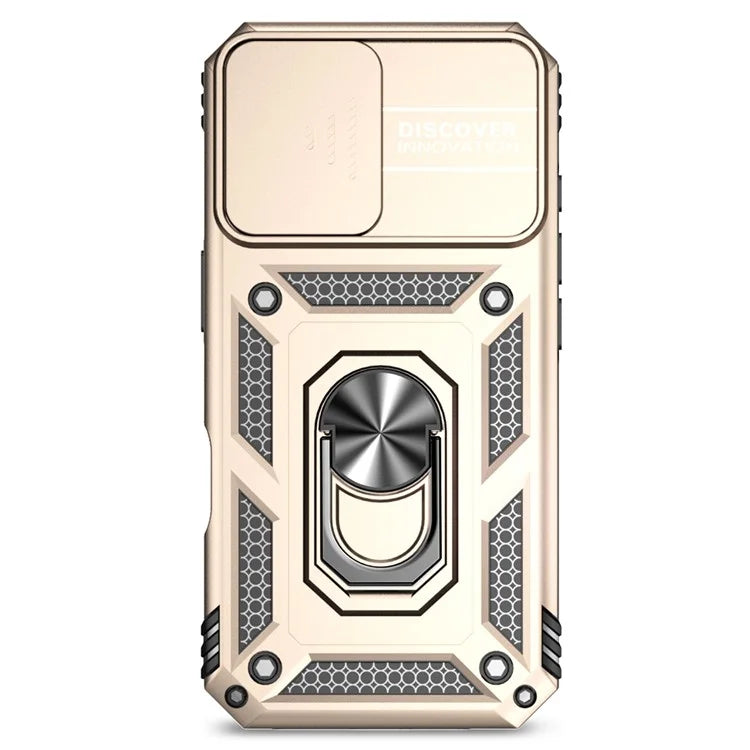 For iPhone 16 Case Ring Holder Kickstand Camshield PC+TPU Phone Cover