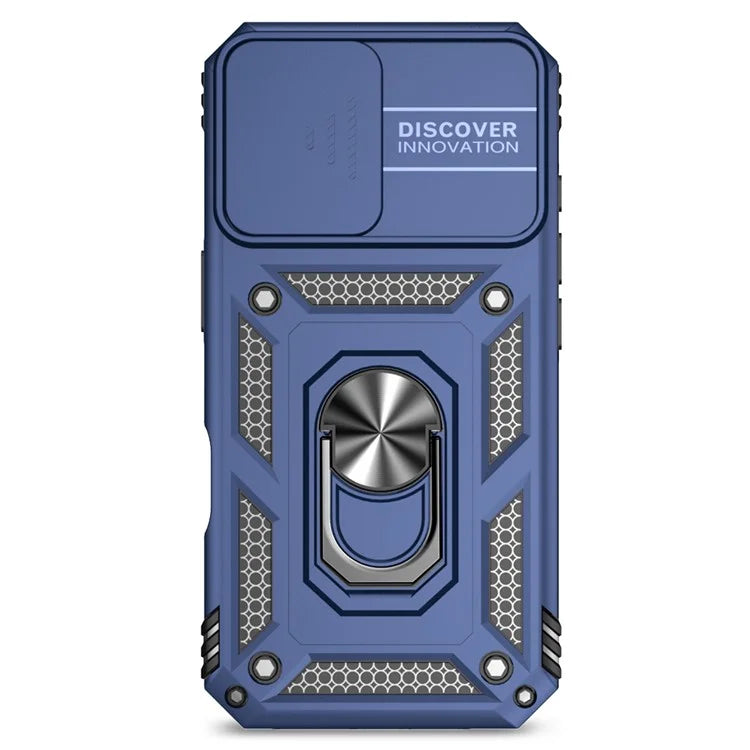 For iPhone 16 Case Ring Holder Kickstand Camshield PC+TPU Phone Cover