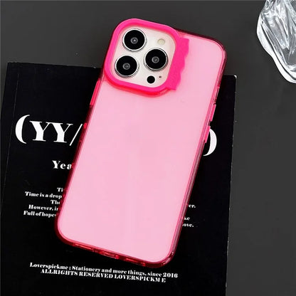 For iPhone 13 Pro Max Case PC + TPU Transparent Shockproof Phone Cover Cute Lens Frame