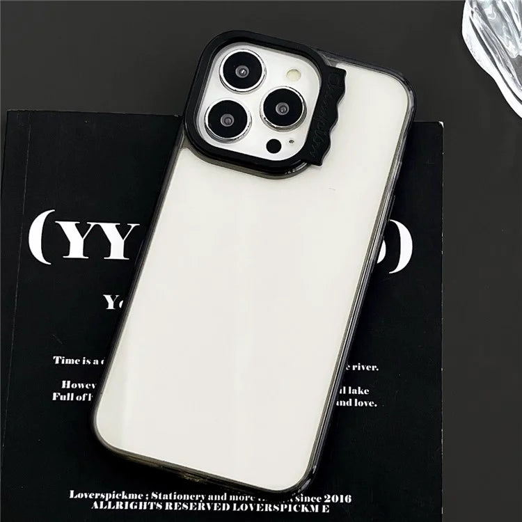 For iPhone 14 Pro Clear Case PC + TPU Phone Cover with Curly Lens Frame