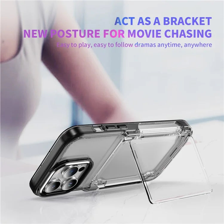 For iPhone 15 Pro Max Case with Card Holder TPU + Acrylic Clear Shockproof Phone Cover