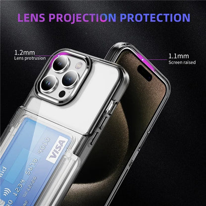 For iPhone 15 Pro Max Case with Card Holder TPU + Acrylic Clear Shockproof Phone Cover