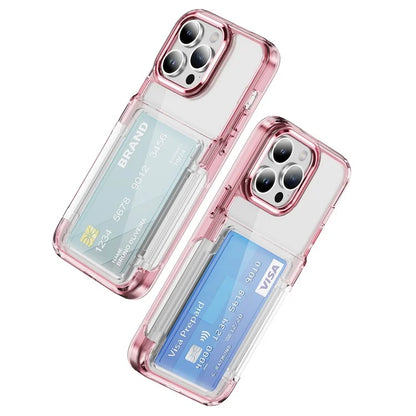 For iPhone 15 Pro Max Case with Card Holder TPU + Acrylic Clear Shockproof Phone Cover