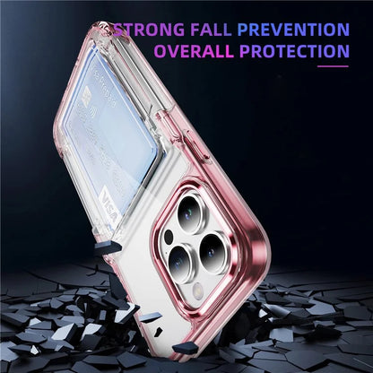 For iPhone 15 Pro Max Case with Card Holder TPU + Acrylic Clear Shockproof Phone Cover