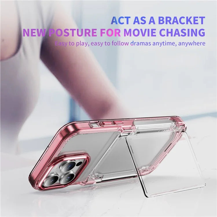 For iPhone 15 Pro Max Case with Card Holder TPU + Acrylic Clear Shockproof Phone Cover