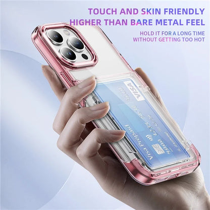 For iPhone 15 Pro Max Case with Card Holder TPU + Acrylic Clear Shockproof Phone Cover