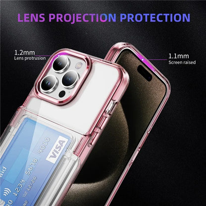 For iPhone 15 Pro Max Case with Card Holder TPU + Acrylic Clear Shockproof Phone Cover