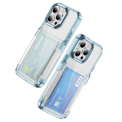 For iPhone 15 Pro Max Case with Card Holder TPU + Acrylic Clear Shockproof Phone Cover