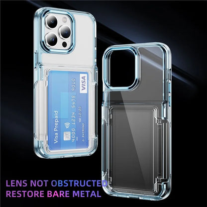 For iPhone 15 Pro Max Case with Card Holder TPU + Acrylic Clear Shockproof Phone Cover