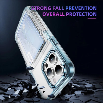 For iPhone 15 Pro Max Case with Card Holder TPU + Acrylic Clear Shockproof Phone Cover