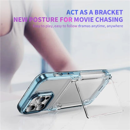 For iPhone 15 Pro Max Case with Card Holder TPU + Acrylic Clear Shockproof Phone Cover