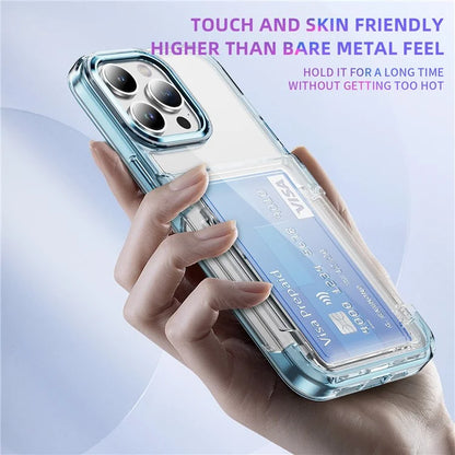 For iPhone 15 Pro Max Case with Card Holder TPU + Acrylic Clear Shockproof Phone Cover