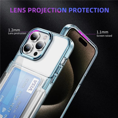 For iPhone 15 Pro Max Case with Card Holder TPU + Acrylic Clear Shockproof Phone Cover