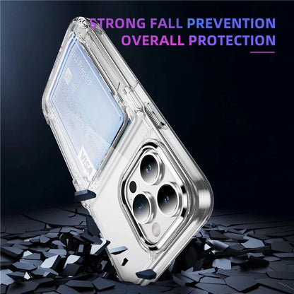 For iPhone 15 Pro Max Case with Card Holder TPU + Acrylic Clear Shockproof Phone Cover