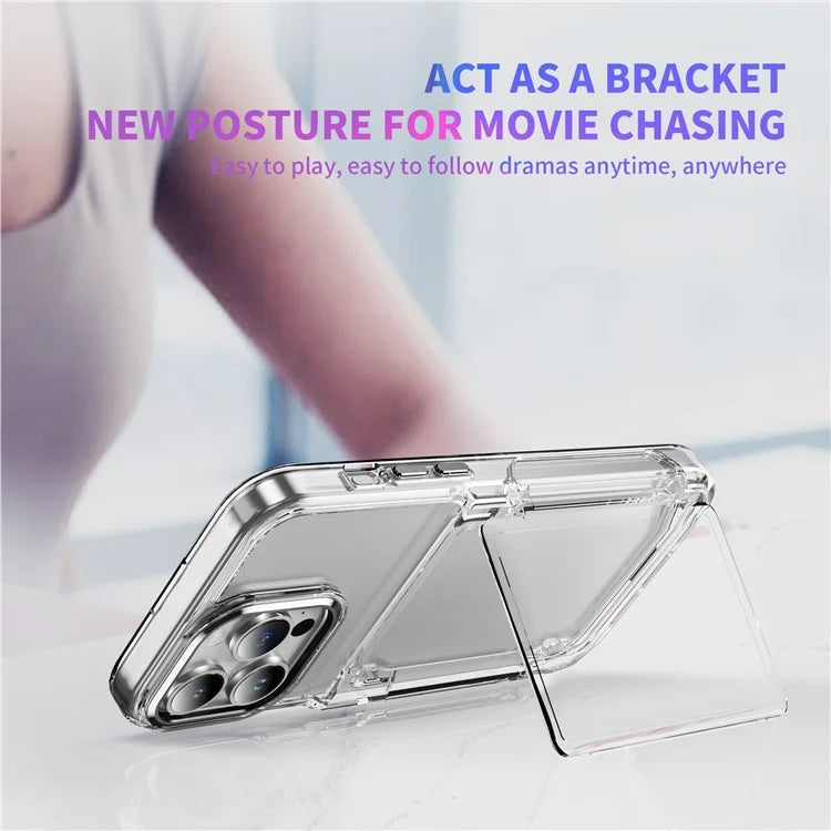 For iPhone 15 Pro Max Case with Card Holder TPU + Acrylic Clear Shockproof Phone Cover
