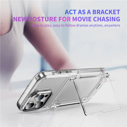For iPhone 15 Pro Max Case with Card Holder TPU + Acrylic Clear Shockproof Phone Cover
