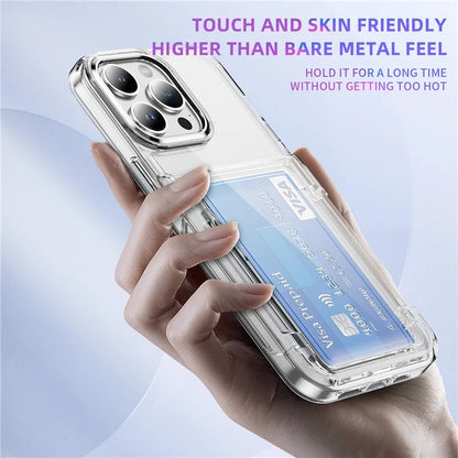 For iPhone 15 Pro Max Case with Card Holder TPU + Acrylic Clear Shockproof Phone Cover