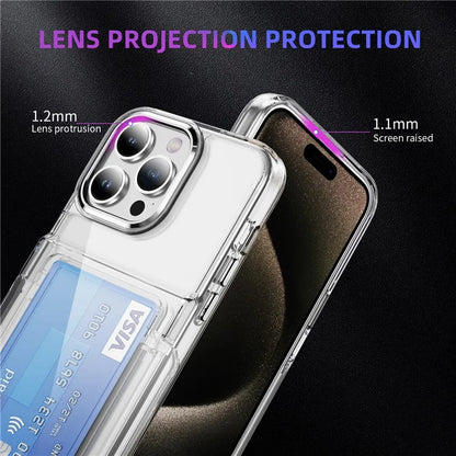 For iPhone 15 Pro Max Case with Card Holder TPU + Acrylic Clear Shockproof Phone Cover