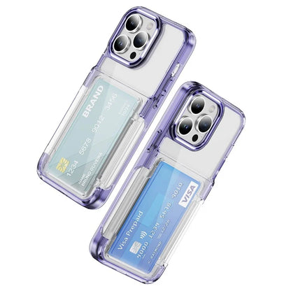 For iPhone 15 Pro Max Case with Card Holder TPU + Acrylic Clear Shockproof Phone Cover