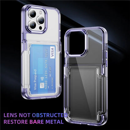 For iPhone 15 Pro Max Case with Card Holder TPU + Acrylic Clear Shockproof Phone Cover