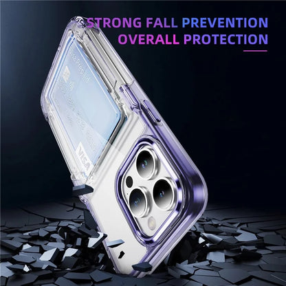 For iPhone 15 Pro Max Case with Card Holder TPU + Acrylic Clear Shockproof Phone Cover