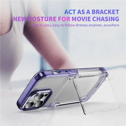 For iPhone 15 Pro Max Case with Card Holder TPU + Acrylic Clear Shockproof Phone Cover