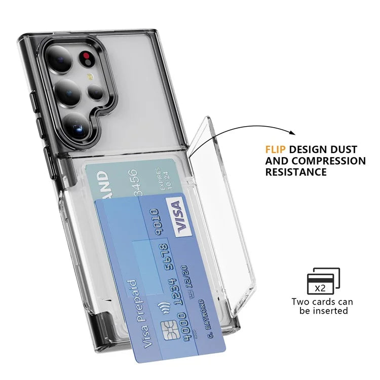 For Samsung Galaxy S24 Ultra Case Anti-Scratch TPU + Acrylic Phone Cover Card Holder