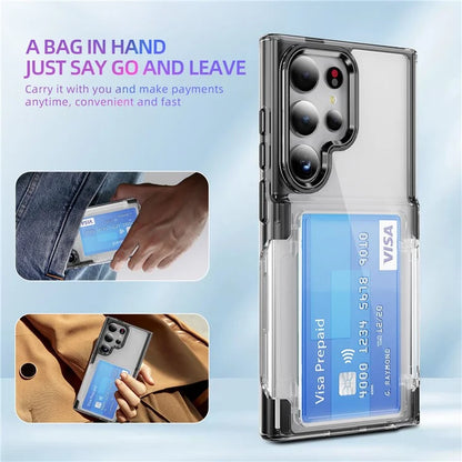 For Samsung Galaxy S24 Ultra Case Anti-Scratch TPU + Acrylic Phone Cover Card Holder