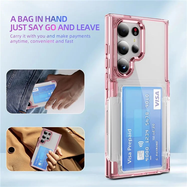For Samsung Galaxy S24 Ultra Case Anti-Scratch TPU + Acrylic Phone Cover Card Holder