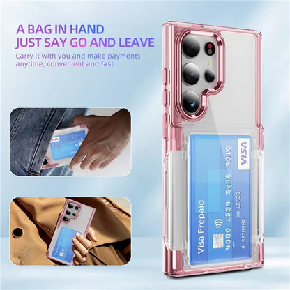 For Samsung Galaxy S24 Ultra Case Anti-Scratch TPU + Acrylic Phone Cover Card Holder