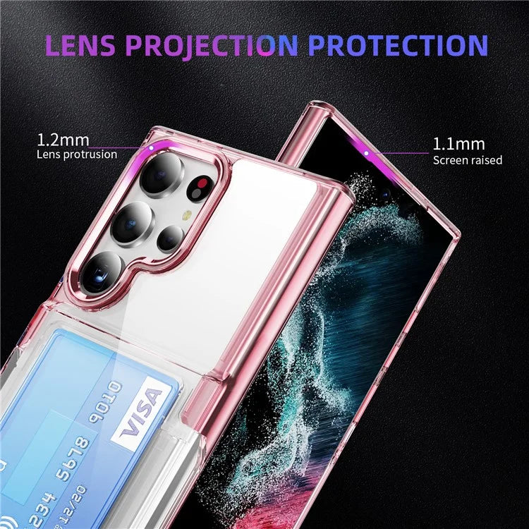 For Samsung Galaxy S24 Ultra Case Anti-Scratch TPU + Acrylic Phone Cover Card Holder