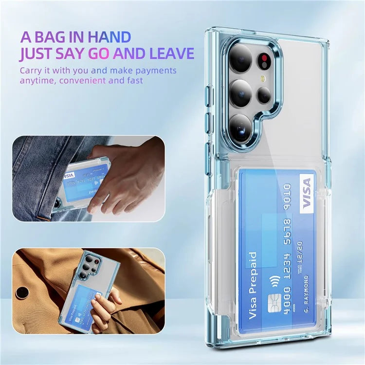For Samsung Galaxy S24 Ultra Case Anti-Scratch TPU + Acrylic Phone Cover Card Holder