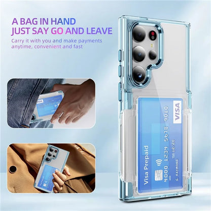 For Samsung Galaxy S24 Ultra Case Anti-Scratch TPU + Acrylic Phone Cover Card Holder