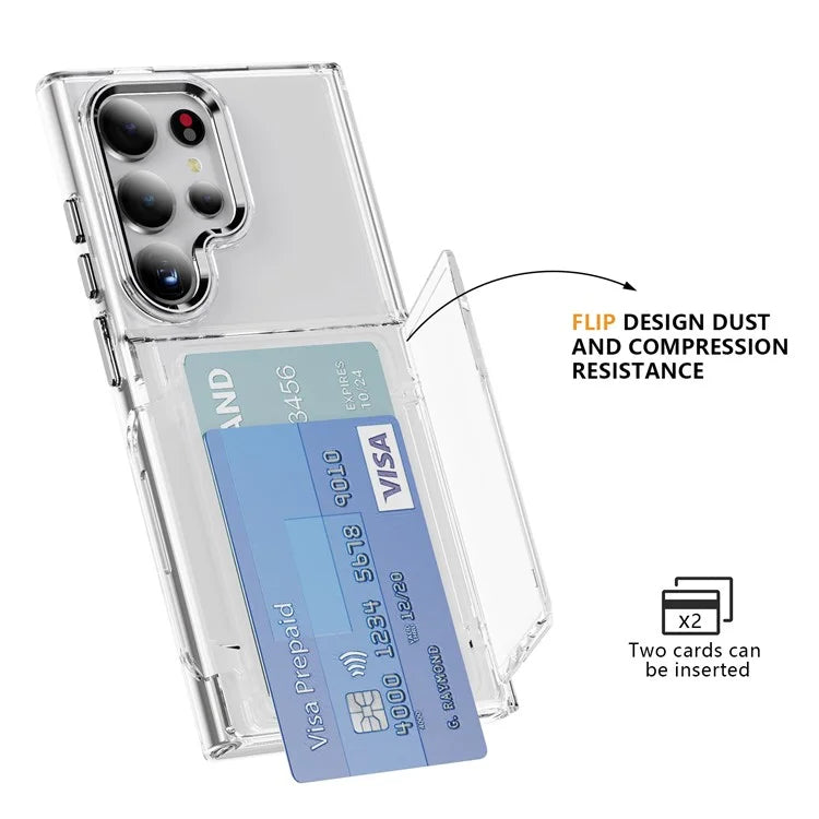 For Samsung Galaxy S24 Ultra Case Anti-Scratch TPU + Acrylic Phone Cover Card Holder