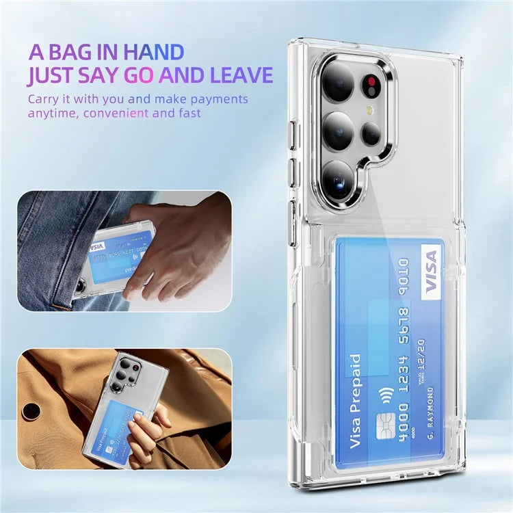 For Samsung Galaxy S24 Ultra Case Anti-Scratch TPU + Acrylic Phone Cover Card Holder