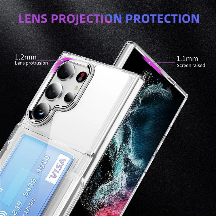 For Samsung Galaxy S24 Ultra Case Anti-Scratch TPU + Acrylic Phone Cover Card Holder