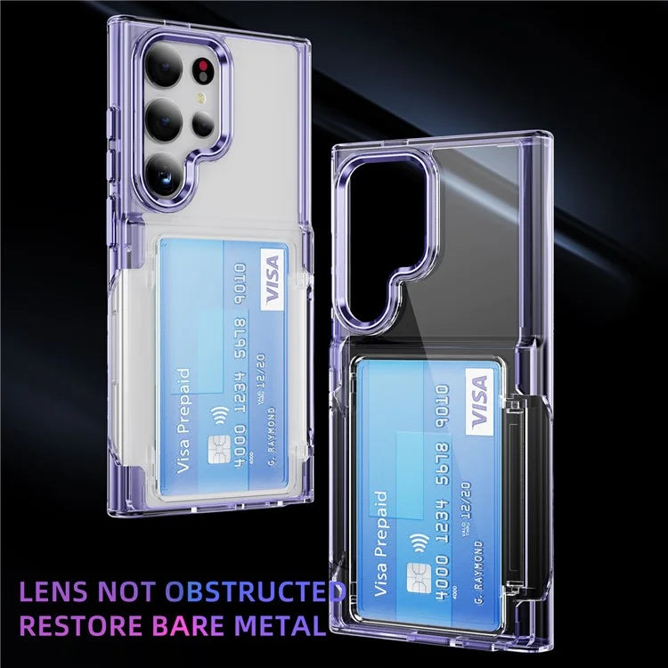 For Samsung Galaxy S24 Ultra Case Anti-Scratch TPU + Acrylic Phone Cover Card Holder