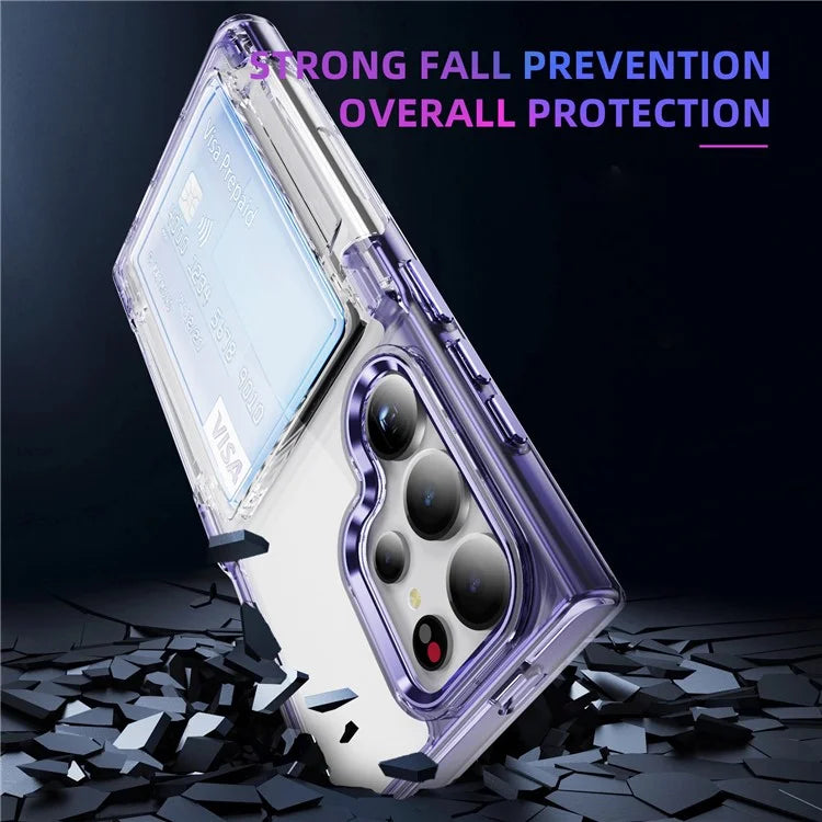 For Samsung Galaxy S24 Ultra Case Anti-Scratch TPU + Acrylic Phone Cover Card Holder