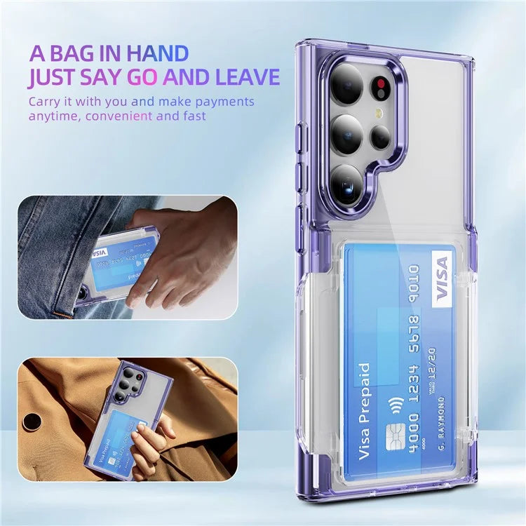 For Samsung Galaxy S24 Ultra Case Anti-Scratch TPU + Acrylic Phone Cover Card Holder