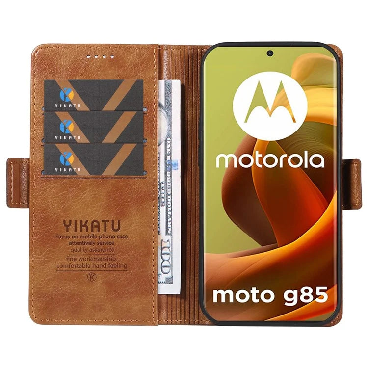YIKATU YK-007 For Motorola Moto G85 5G / S50 Neo 5G Phone Case PU Leather Stand Anti-Drop Wallet Cover