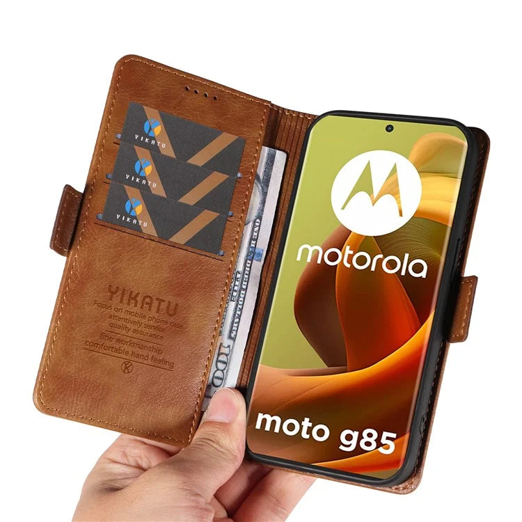 YIKATU YK-007 For Motorola Moto G85 5G / S50 Neo 5G Phone Case PU Leather Stand Anti-Drop Wallet Cover