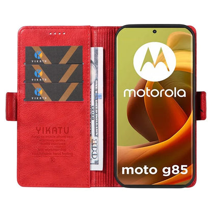 YIKATU YK-007 For Motorola Moto G85 5G / S50 Neo 5G Phone Case PU Leather Stand Anti-Drop Wallet Cover