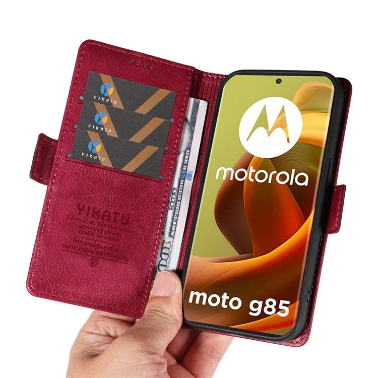 YIKATU YK-007 For Motorola Moto G85 5G / S50 Neo 5G Phone Case PU Leather Stand Anti-Drop Wallet Cover