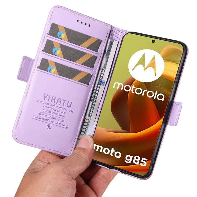 YIKATU YK-003 For Motorola Moto G85 5G / S50 Neo 5G Case PU Leather Phone Cover with Wallet Stand