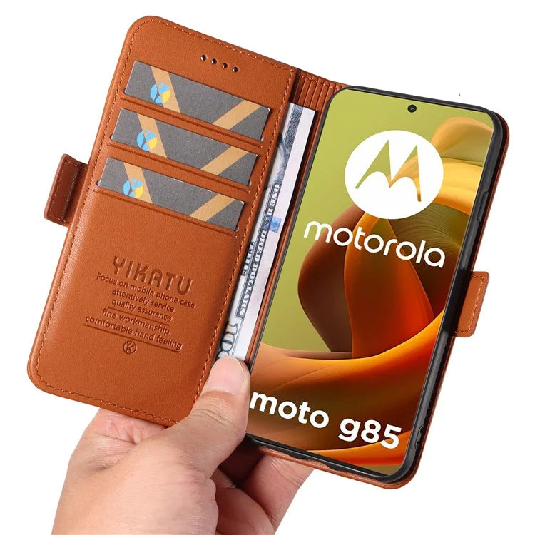 YIKATU YK-003 For Motorola Moto G85 5G / S50 Neo 5G Case PU Leather Phone Cover with Wallet Stand