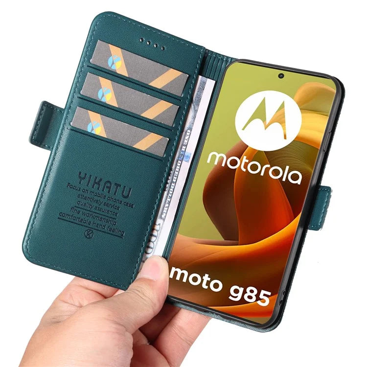 YIKATU YK-003 For Motorola Moto G85 5G / S50 Neo 5G Case PU Leather Phone Cover with Wallet Stand