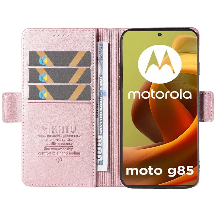 YIKATU YK-003 For Motorola Moto G85 5G / S50 Neo 5G Case PU Leather Phone Cover with Wallet Stand